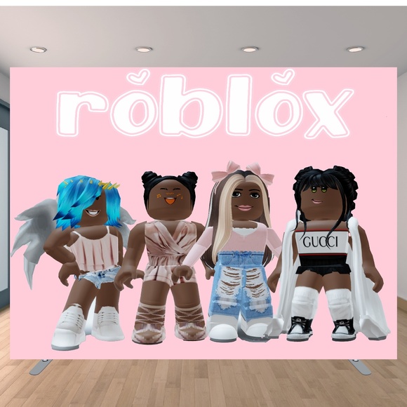 COPY - cute roblox black girls decoration 7x5ft backdrop for birthday party - Picture 1 of 1